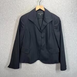 Lafayette 148 Black Pinstripe Blazer Career Business Stretch Wool Womens 14‎